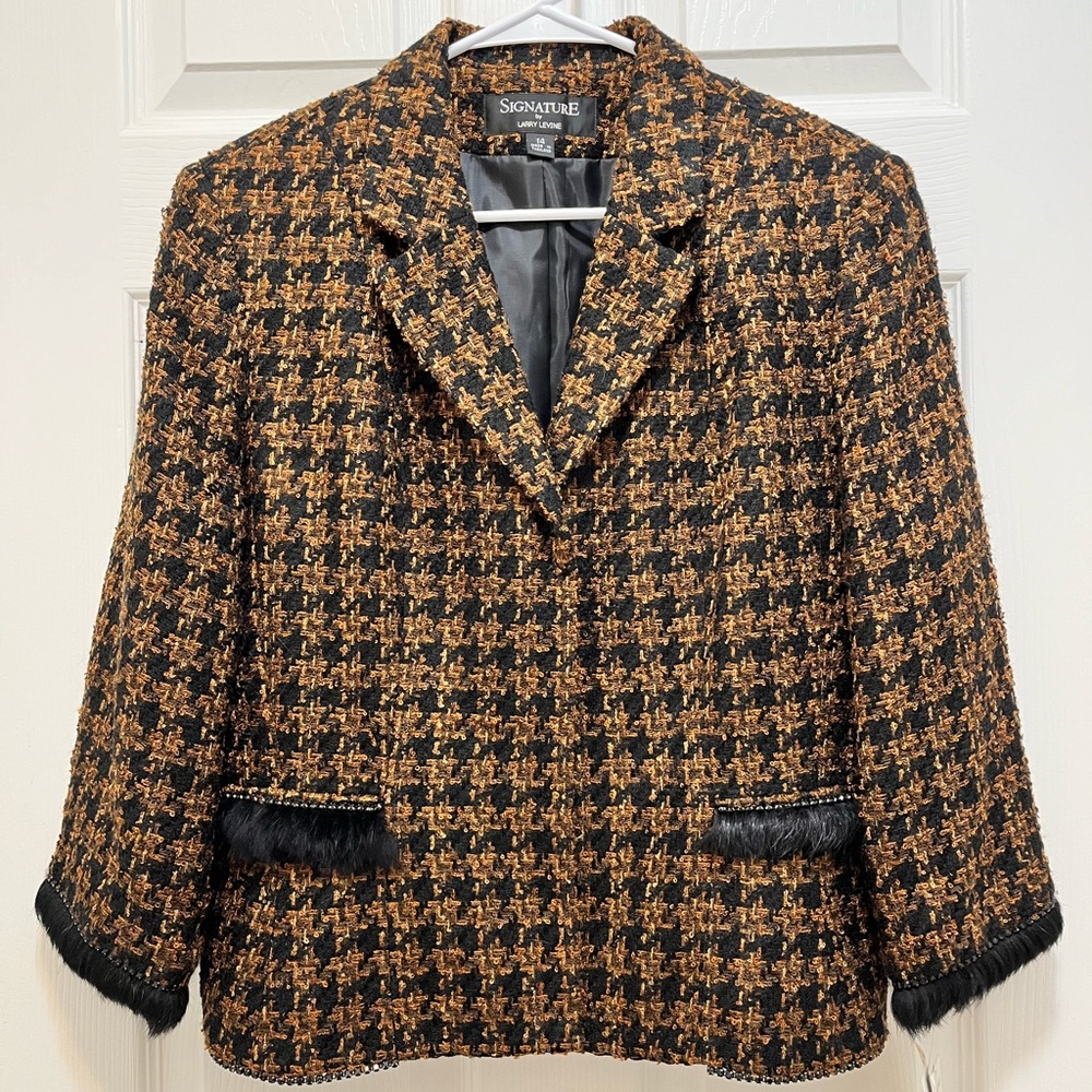 Larry Levine Signature Tweed Blazer Size 14